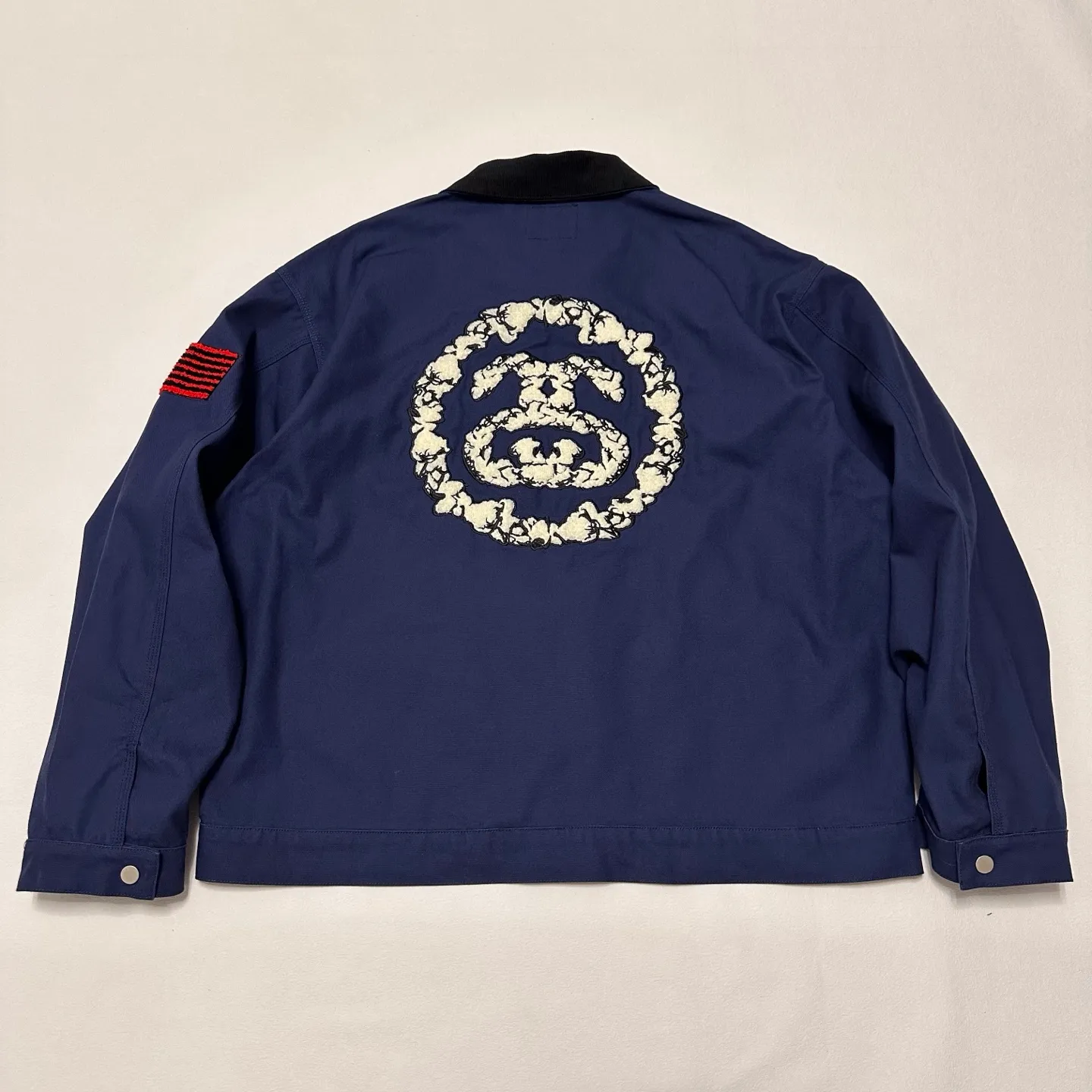 DT Jacket STUSSY X DENIM TEARS joint model CANVAS JACKET zipper work jacket navy blue S- XL