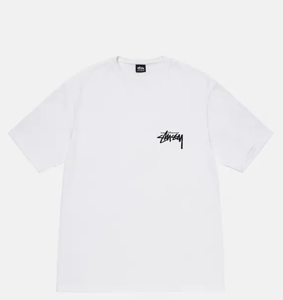 Stussy 23SS PLUSH TEE Doll logo No. 8 ball printed short-sleeved Tee black and white M L XL