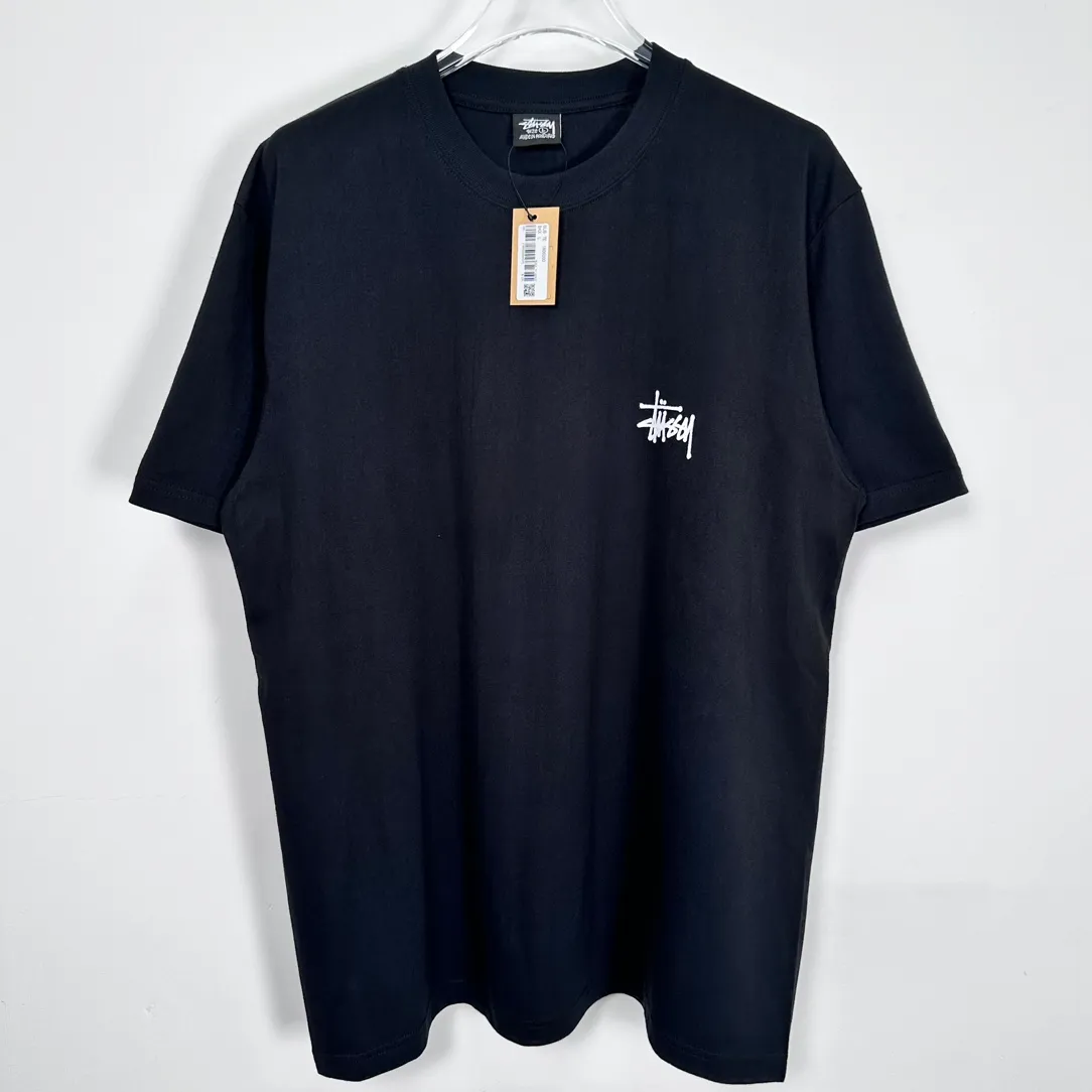 Spot goods! Stussy SS24 Basic StÜssy Tee classic letter Logo printed short-sleeved T-shirt couple style black and white dark blue S-XL