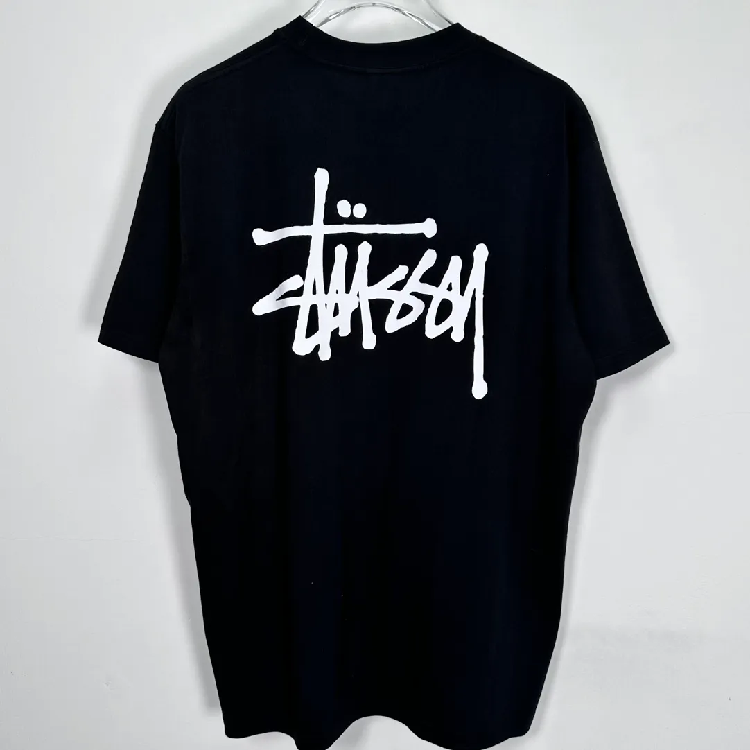 Spot goods! Stussy SS24 Basic StÜssy Tee classic letter Logo printed short-sleeved T-shirt couple style black and white dark blue S-XL