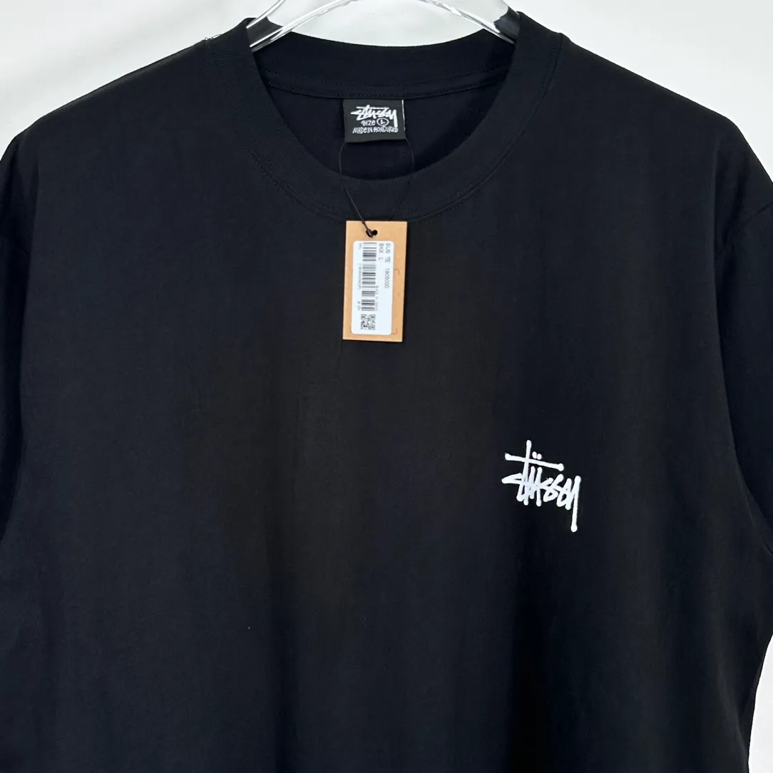 Spot goods! Stussy SS24 Basic StÜssy Tee classic letter Logo printed short-sleeved T-shirt couple style black and white dark blue S-XL