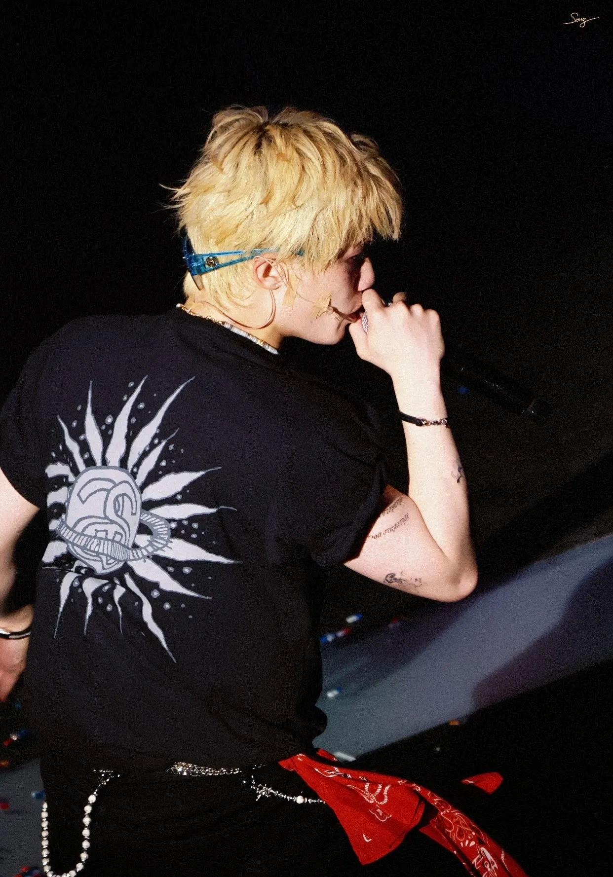 Sun T-shirt STUSSY SS25 LOOK BEYOND TEE PIGMENT DYED Double S sun short-sleeved TEE black and white S- XL