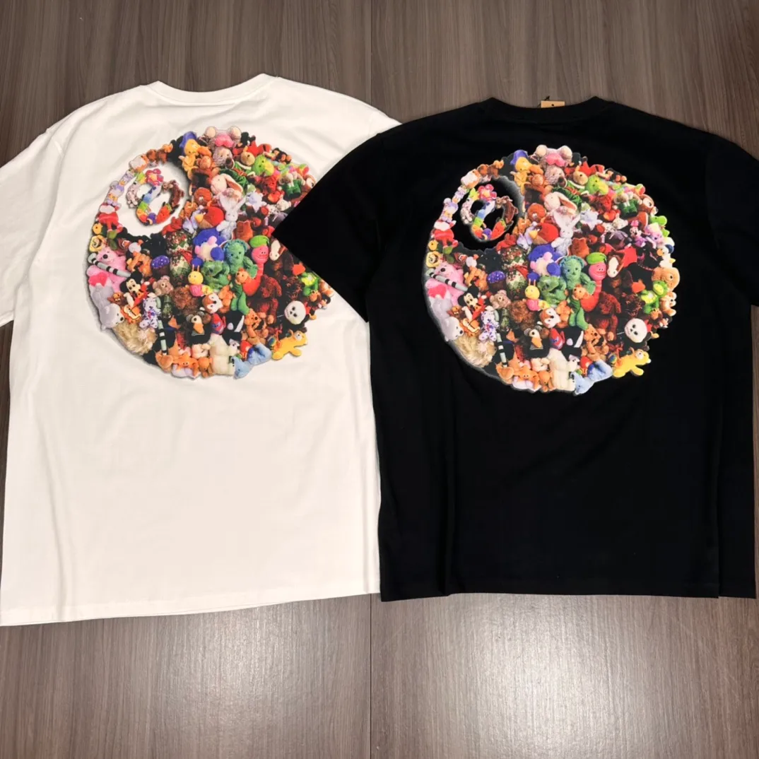 STUSSY 23SS PLUSH TEE doll logo No. 8 ball short-sleeved Tee black and white S-XL