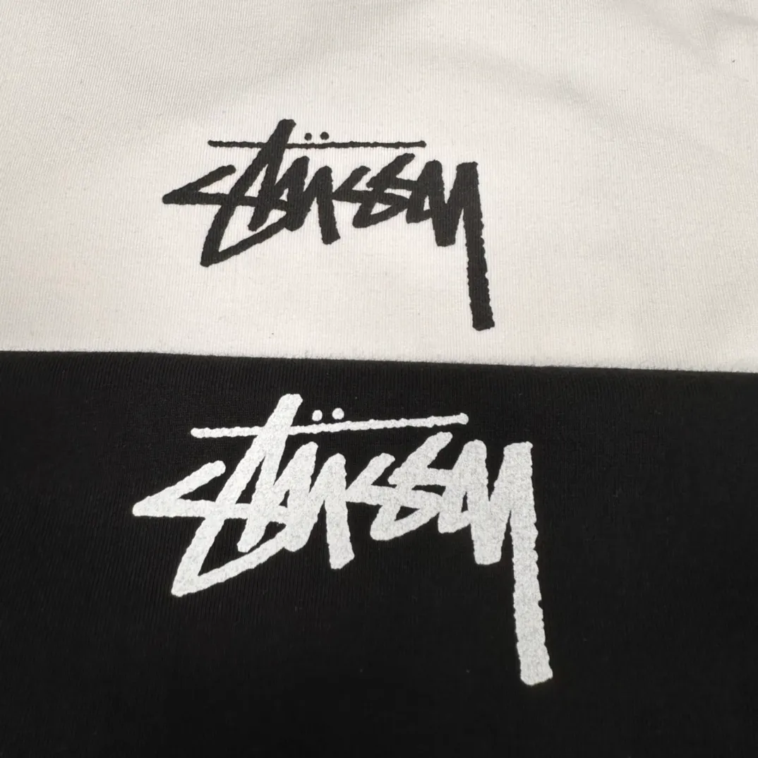 STUSSY 23SS PLUSH TEE doll logo No. 8 ball short-sleeved Tee black and white S-XL