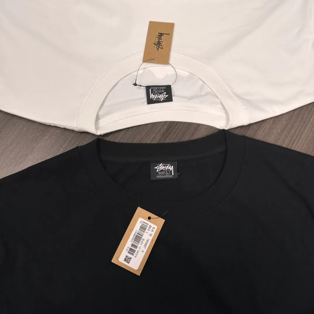 STUSSY 23SS PLUSH TEE doll logo No. 8 ball short-sleeved Tee black and white S-XL