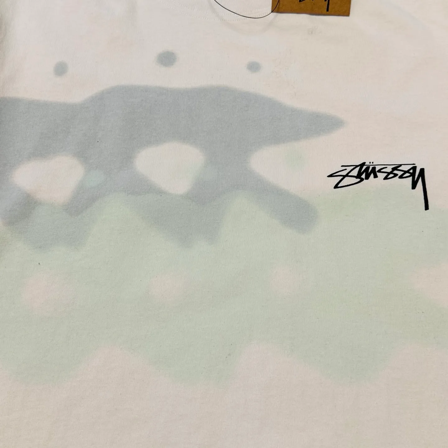 Detailed shooting of surfer T-shirt STUSSY SS25 LOW TIDE TEE dyed design American retro short-sleeved black and white S-XL