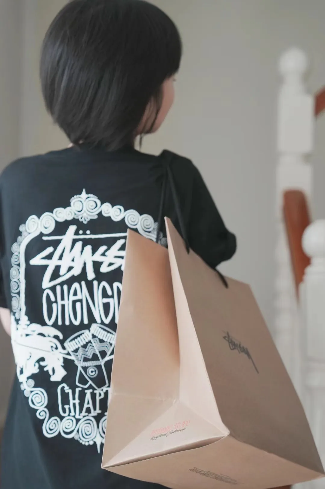Lion T-shirt STUSSY 24FW CHENGDU CHAPTER TEE Chengdu limited short-sleeved Tee black and white S-XL
