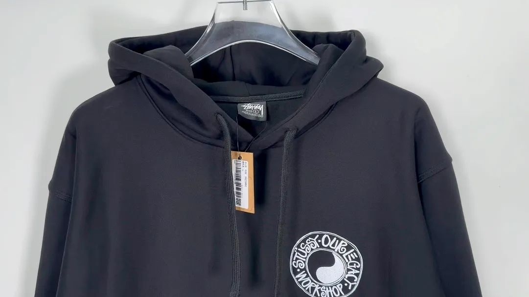 Tai Chi hoodie STUSSY x OUR LEGACY joint model FW24 WORK SHOP BUANA HOODIE PIGMENT DYED yin and yang pattern logo sweatshirt black and white S- XL
