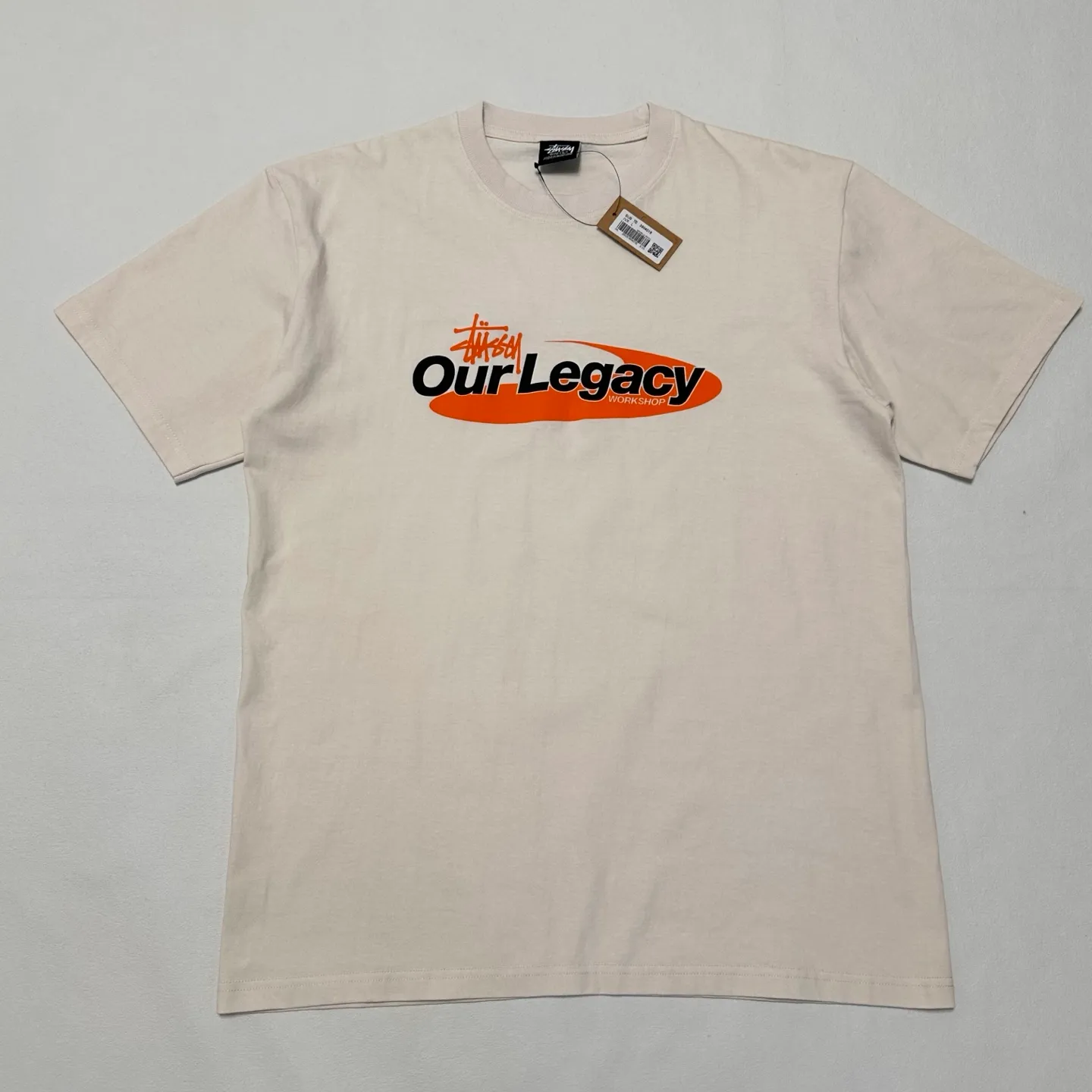 OL joint T-shirt STUSSY x OUR LEGACY joint model SS25 WORK SHOP SWIRL TEE PIGMENT DYED printed short-sleeved TEE off-white black S- XL