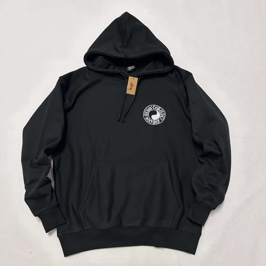 Tai Chi hoodie STUSSY x OUR LEGACY joint model FW24 WORK SHOP BUANA HOODIE PIGMENT DYED yin and yang pattern logo sweatshirt black and white S- XL