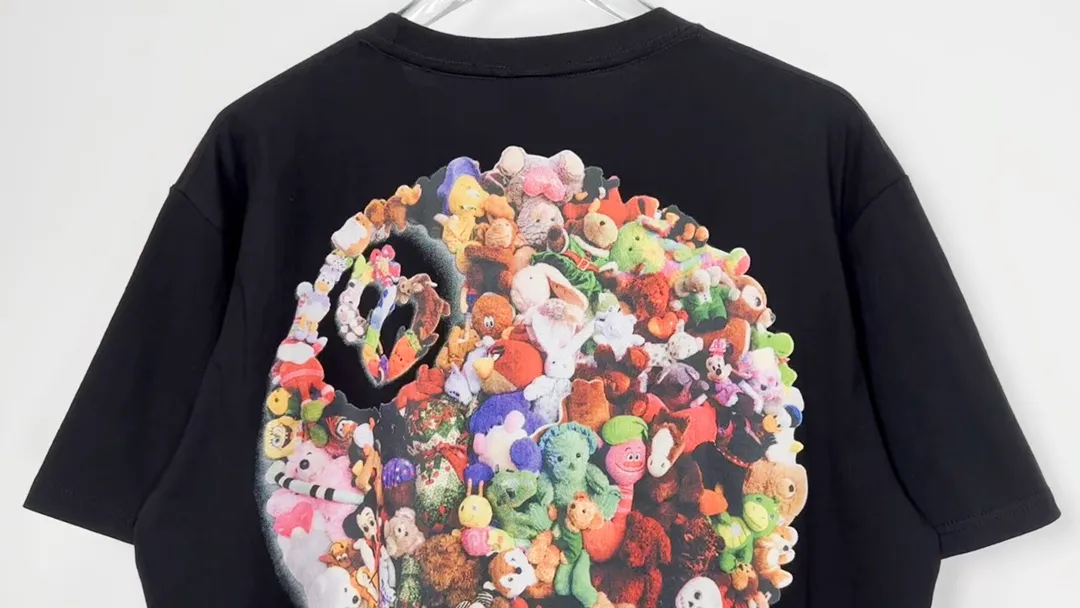Stussy 23SS PLUSH TEE Doll logo No. 8 ball printed short-sleeved Tee black and white M L XL