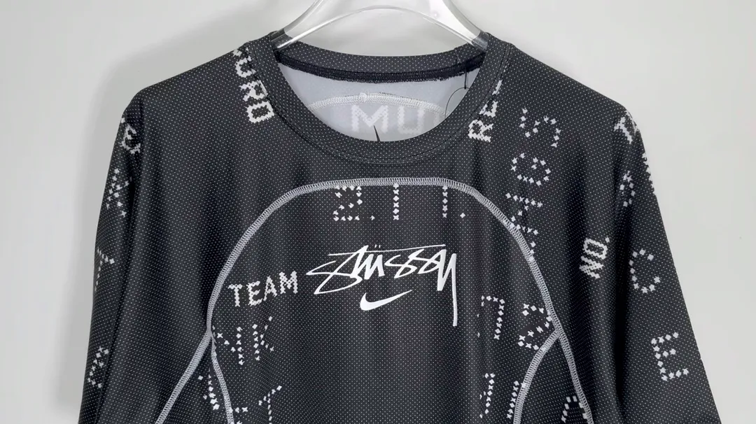 Replacement order and return of goods! Nike x Stüssy joint model printed quick-drying short-sleeved T-shirt for men and women, black S-XL