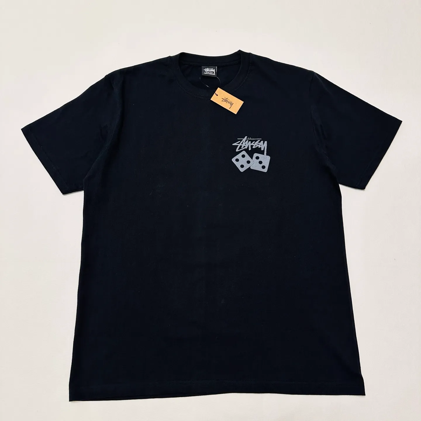 STUSSY SS25 DICE TEE PIGMENT DYED dice letter pattern printed short-sleeved T-shirt black off-white S-XL