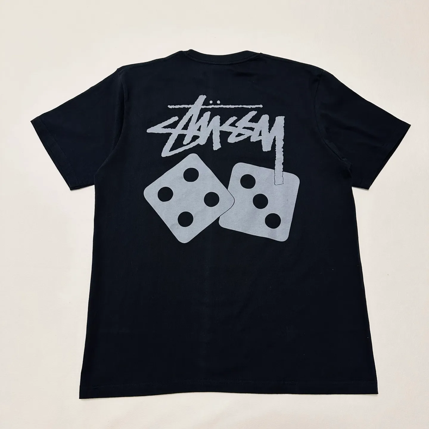 STUSSY SS25 DICE TEE PIGMENT DYED dice letter pattern printed short-sleeved T-shirt black off-white S-XL