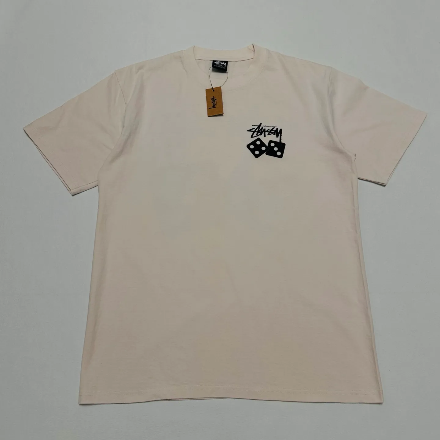 STUSSY SS25 DICE TEE PIGMENT DYED dice letter pattern printed short-sleeved T-shirt black off-white S-XL