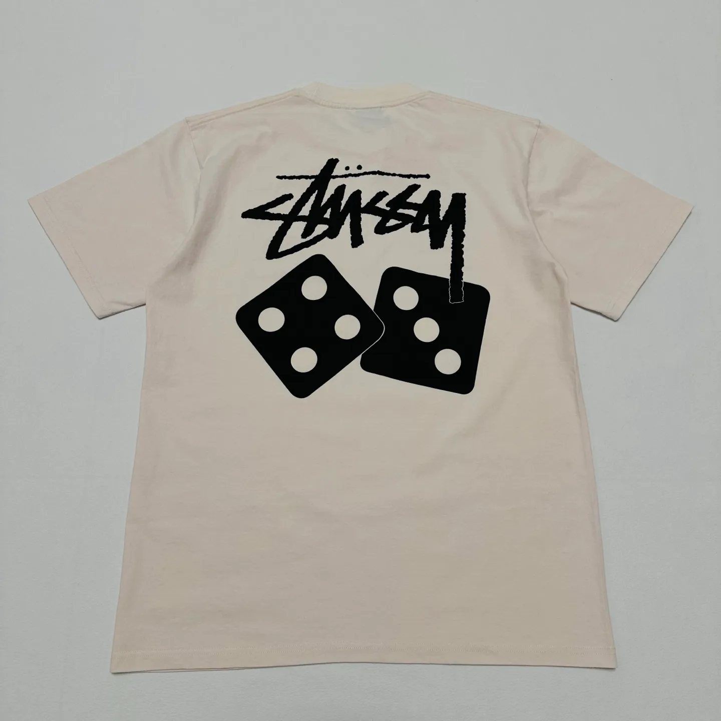 STUSSY SS25 DICE TEE PIGMENT DYED dice letter pattern printed short-sleeved T-shirt black off-white S-XL