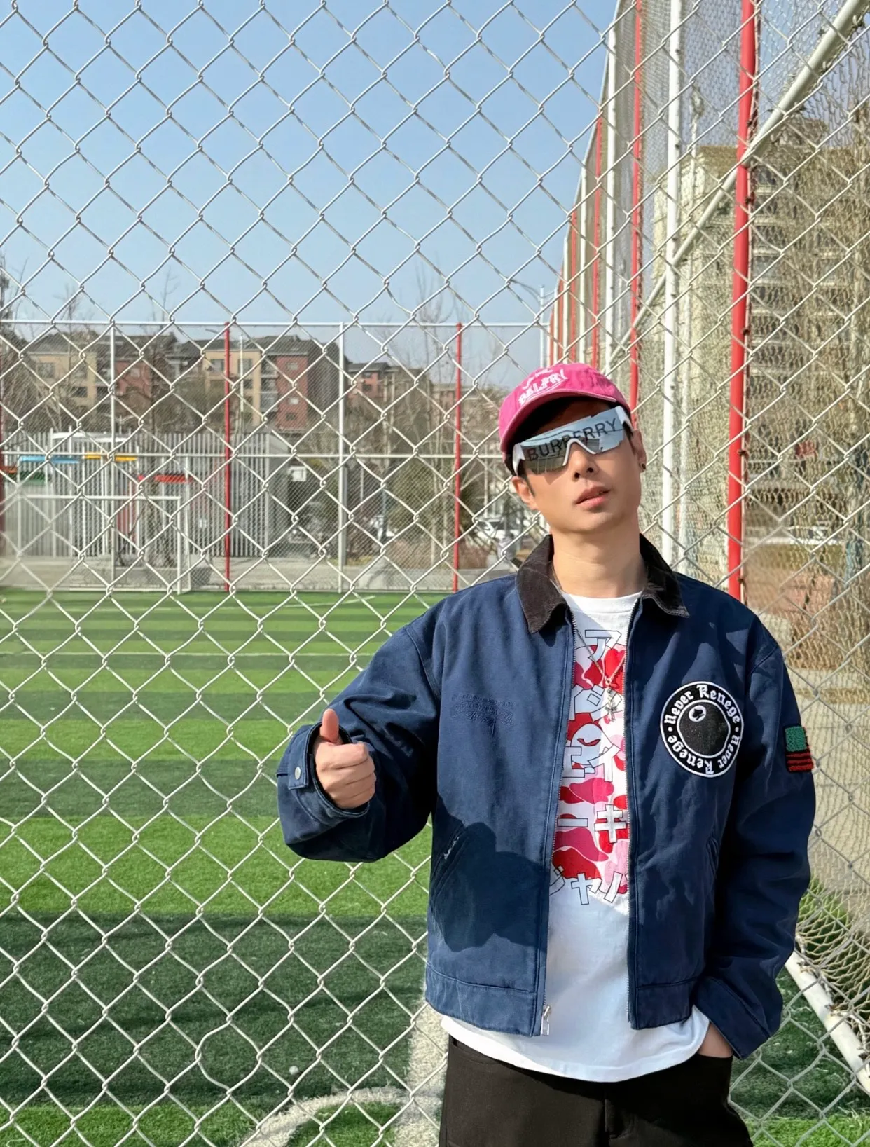 DT Jacket STUSSY X DENIM TEARS joint model CANVAS JACKET zipper work jacket navy blue S- XL