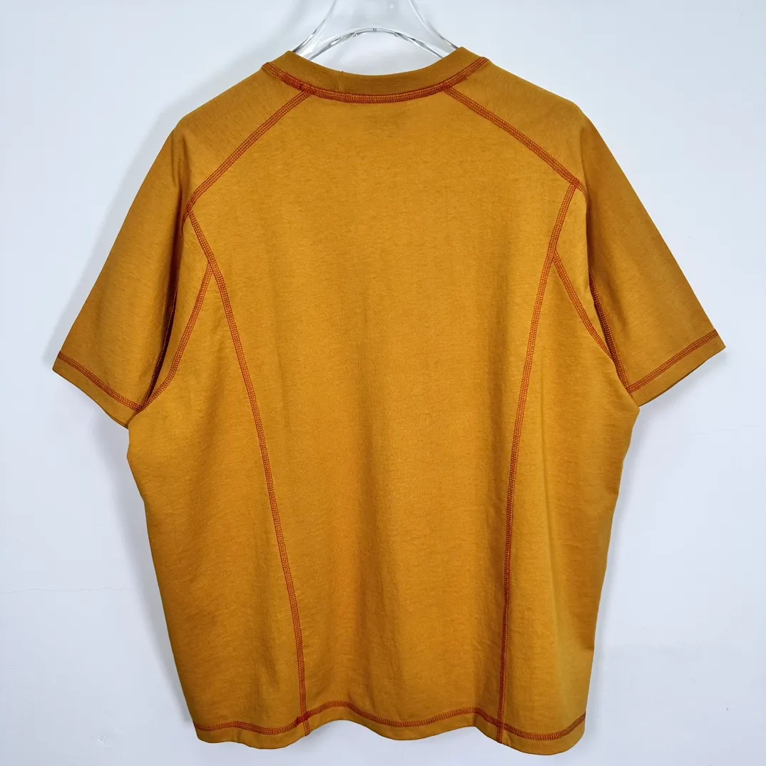 STUSSY SS24 WAVE COTTON CREW TEE Top-stitched Micro Label T-shirt Black Blue Mustard Yellow S-XL Original Same 240g Weight