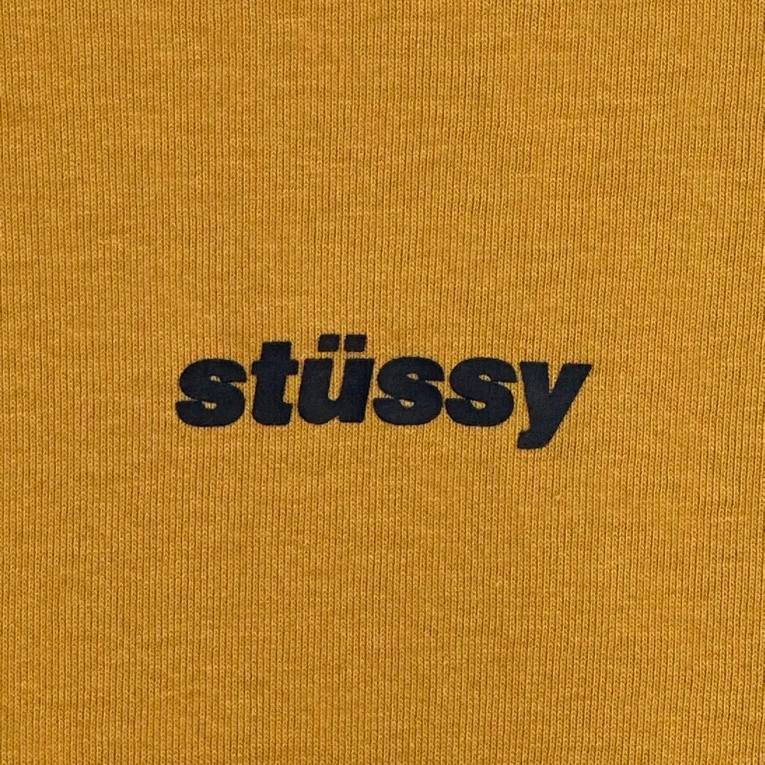 STUSSY SS24 WAVE COTTON CREW TEE Top-stitched Micro Label T-shirt Black Blue Mustard Yellow S-XL Original Same 240g Weight