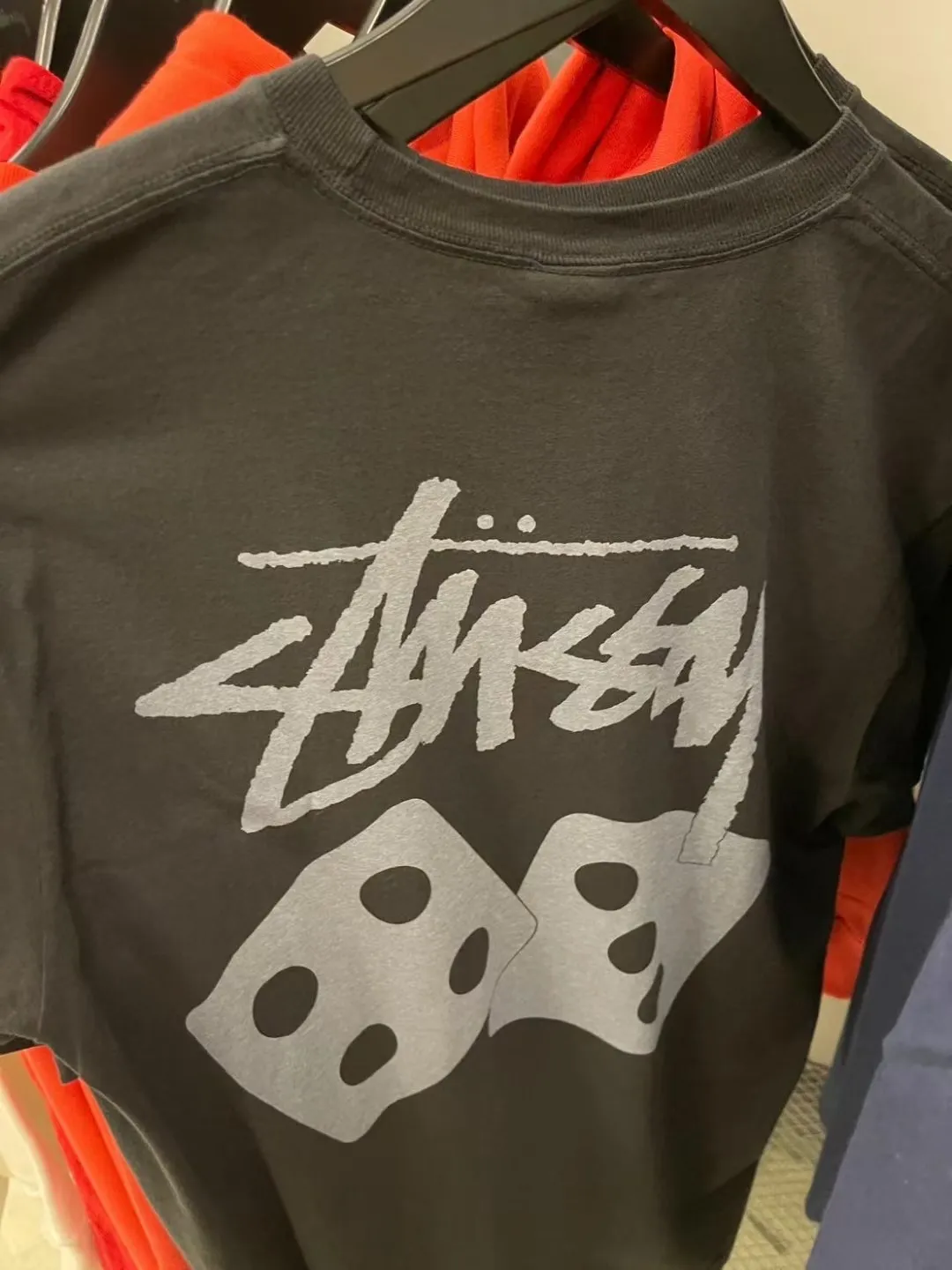 STUSSY SS25 DICE TEE PIGMENT DYED dice letter pattern printed short-sleeved T-shirt black off-white S-XL