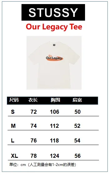 Size chart OL joint T-shirt STUSSY x OUR LEGACY joint model SS25 WORK SHOP SWIRL TEE PIGMENT DYED printed short-sleeved TEE off-white black S- XL