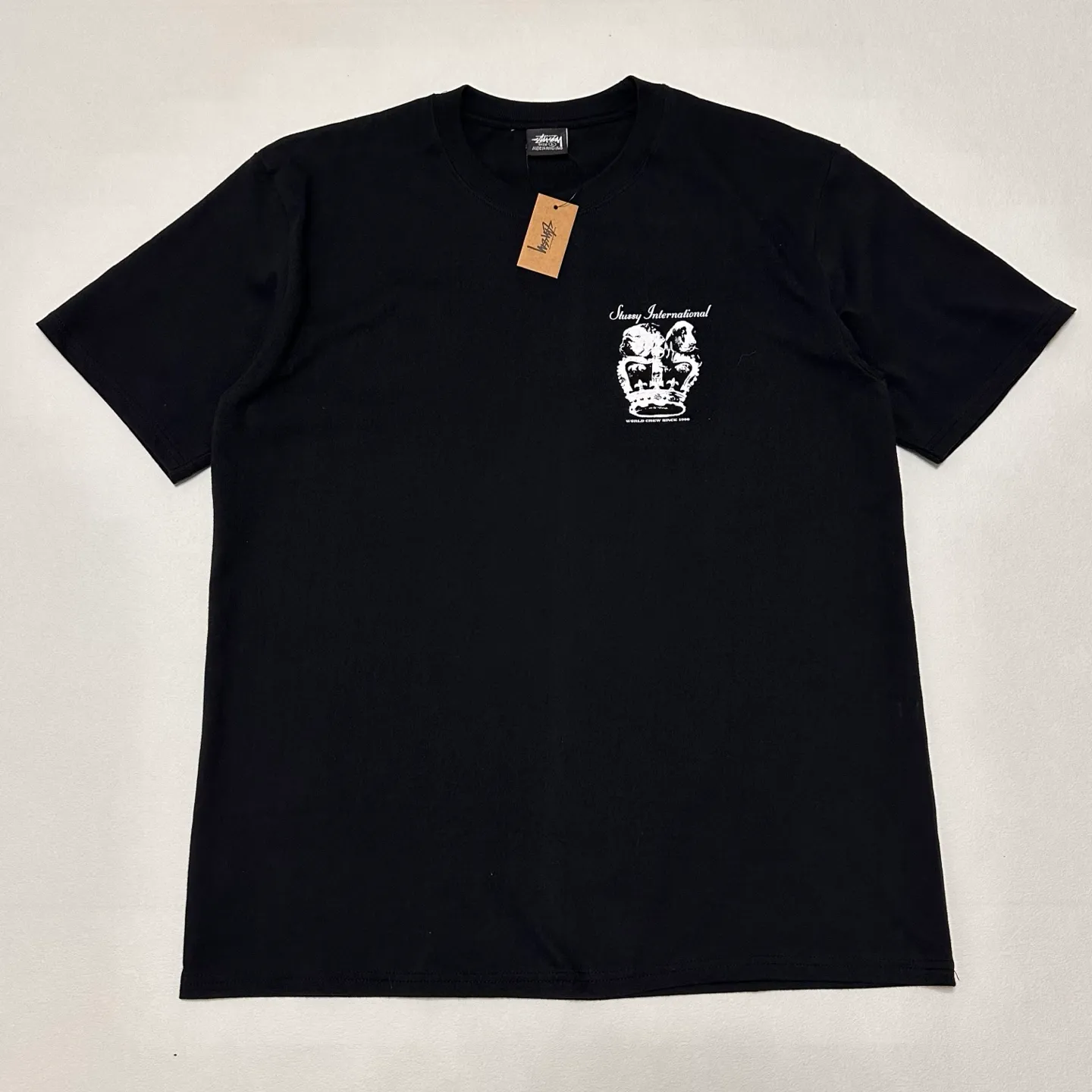 Crown Dog T-shirt STUSSY SS25 DOG CROWN TEE Black and White S- XL