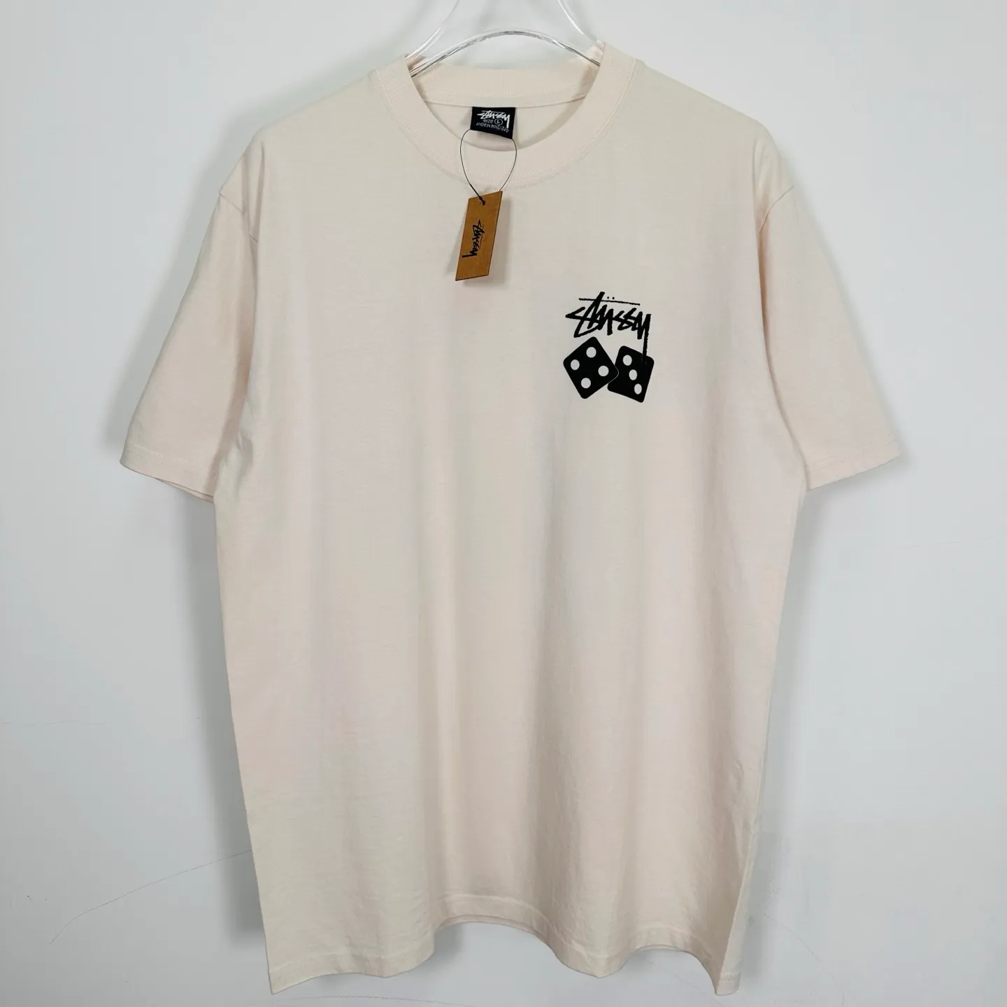 STUSSY SS25 DICE TEE PIGMENT DYED dice letter pattern printed short-sleeved T-shirt black off-white S-XL