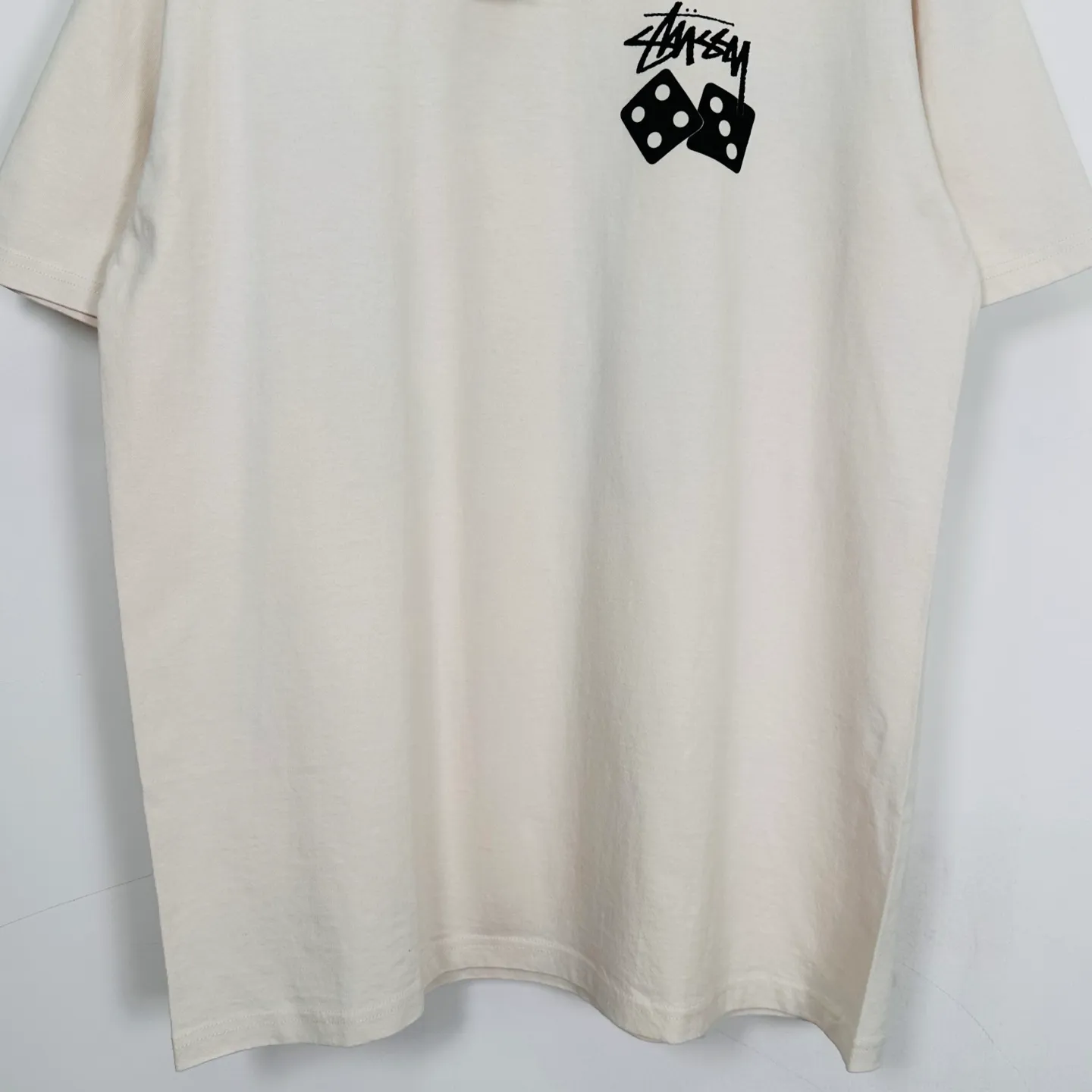 STUSSY SS25 DICE TEE PIGMENT DYED dice letter pattern printed short-sleeved T-shirt black off-white S-XL