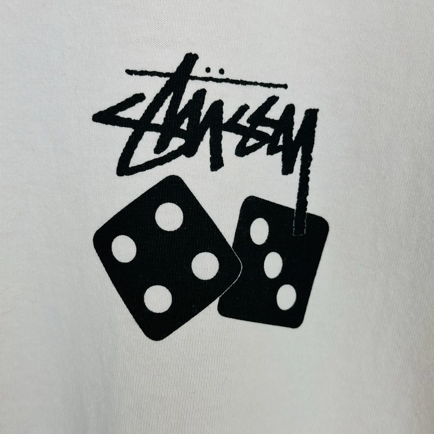 STUSSY SS25 DICE TEE PIGMENT DYED dice letter pattern printed short-sleeved T-shirt black off-white S-XL