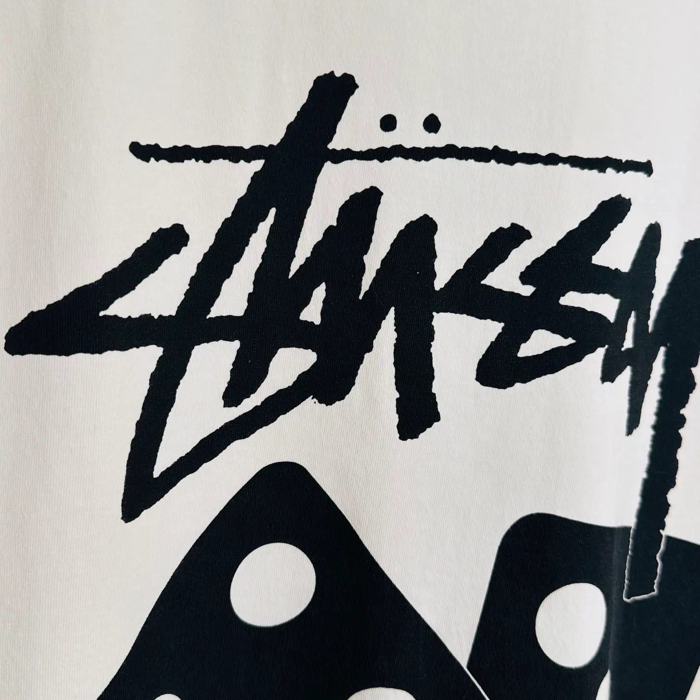 STUSSY SS25 DICE TEE PIGMENT DYED dice letter pattern printed short-sleeved T-shirt black off-white S-XL