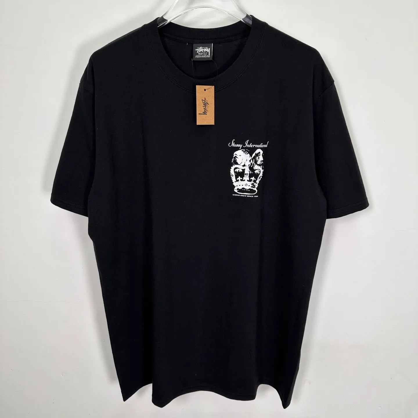 Crown Dog T-shirt STUSSY SS25 DOG CROWN TEE Black and White S- XL