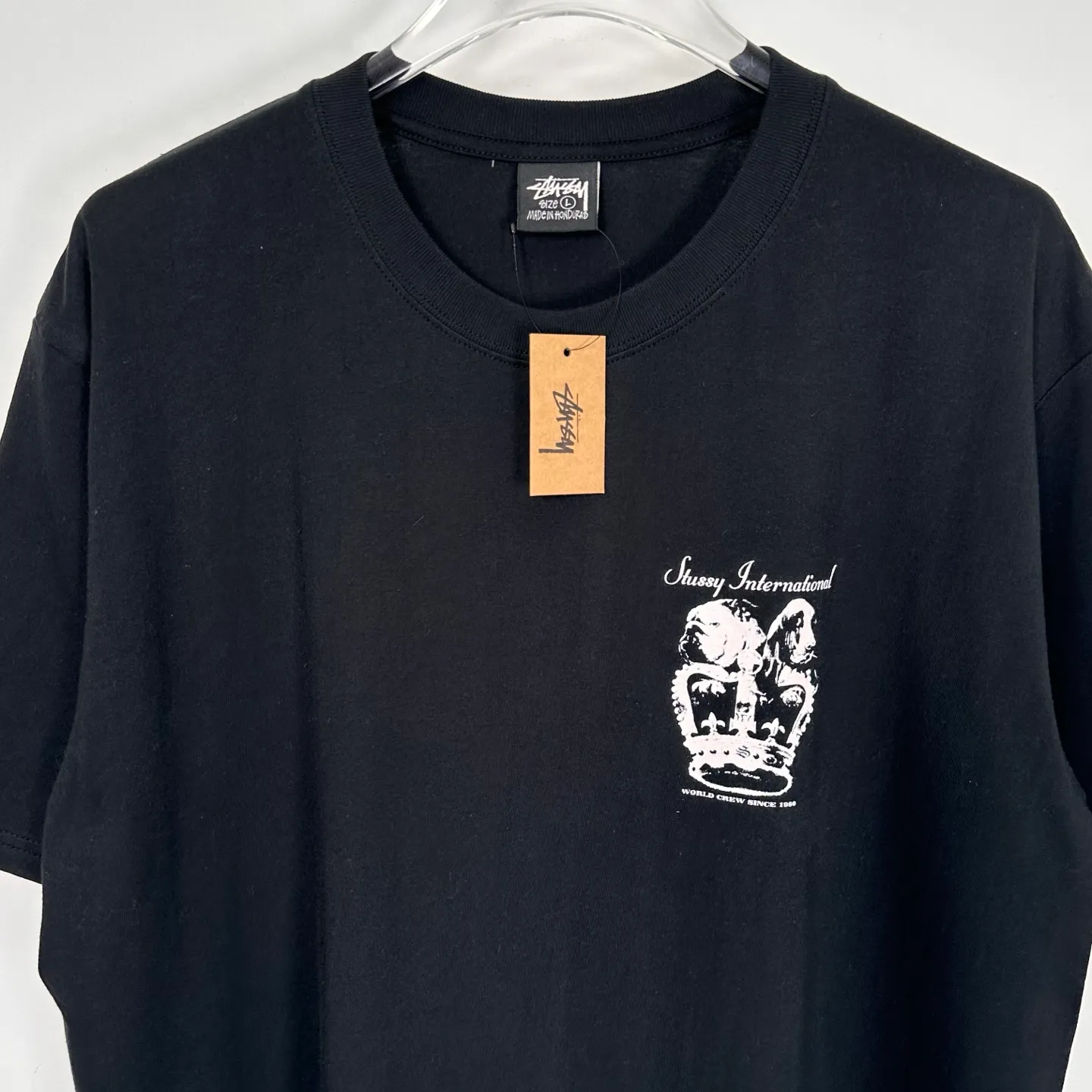 Crown Dog T-shirt STUSSY SS25 DOG CROWN TEE Black and White S- XL