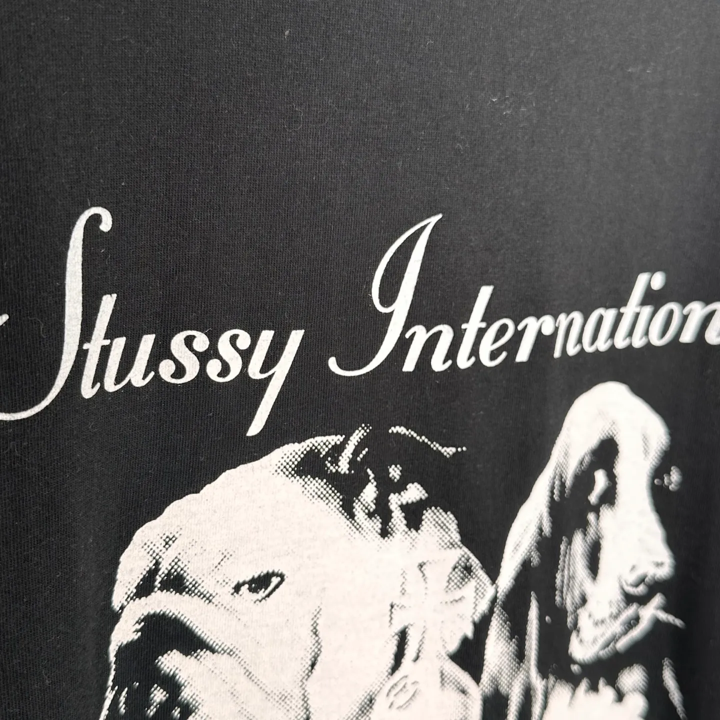 Crown Dog T-shirt STUSSY SS25 DOG CROWN TEE Black and White S- XL