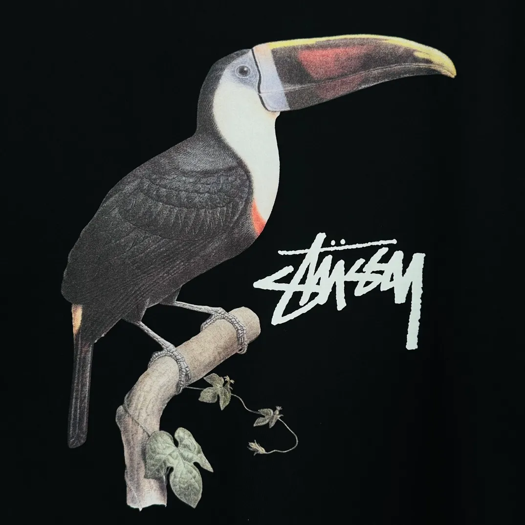STUSSY SS24 Animal Series TOUCAN TEE Toucan T-shirt Black and White S-XL