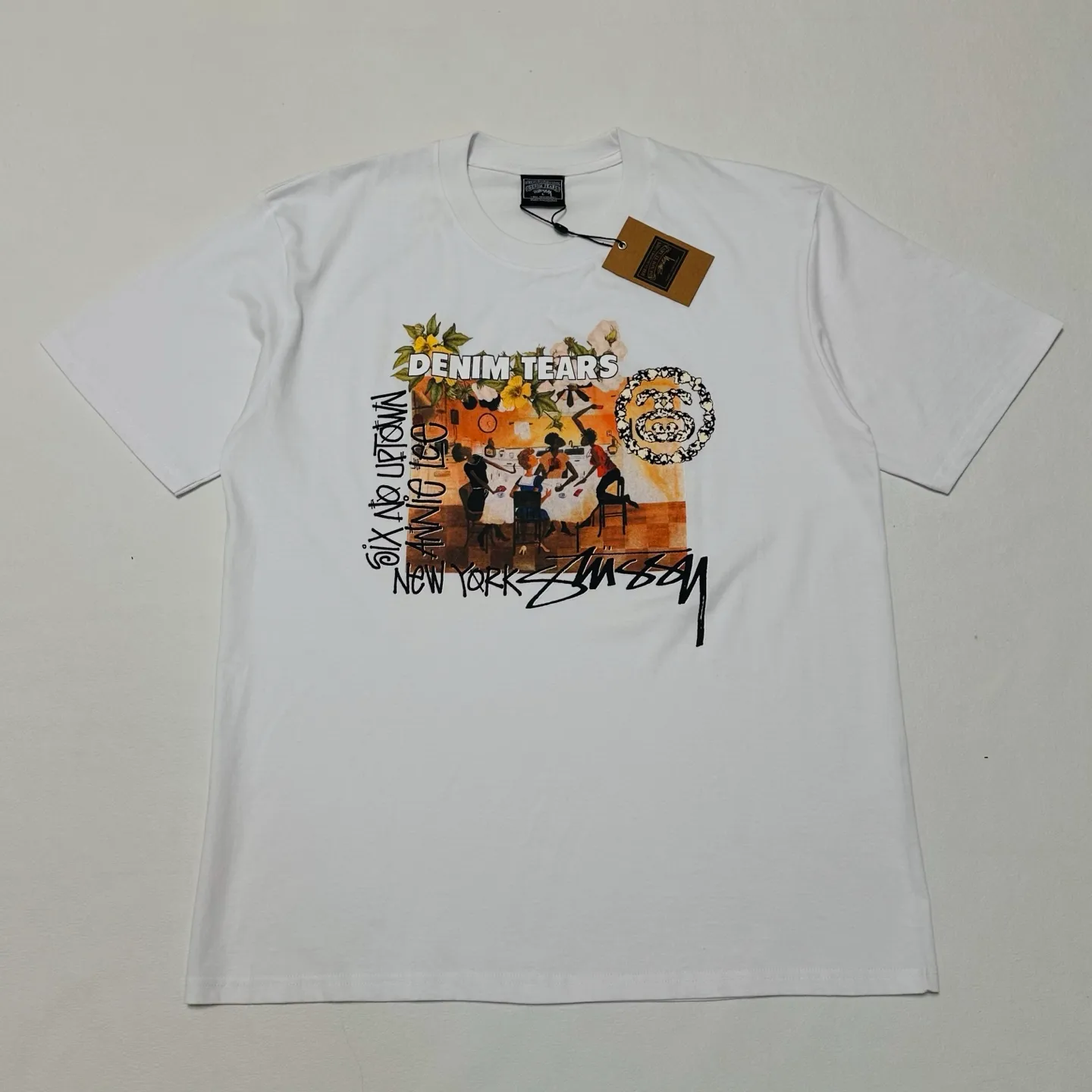 Details DT short-sleeved STUSSY X DENIM joint model SS25 TEARS ANNIE LEE TEE white S- XL