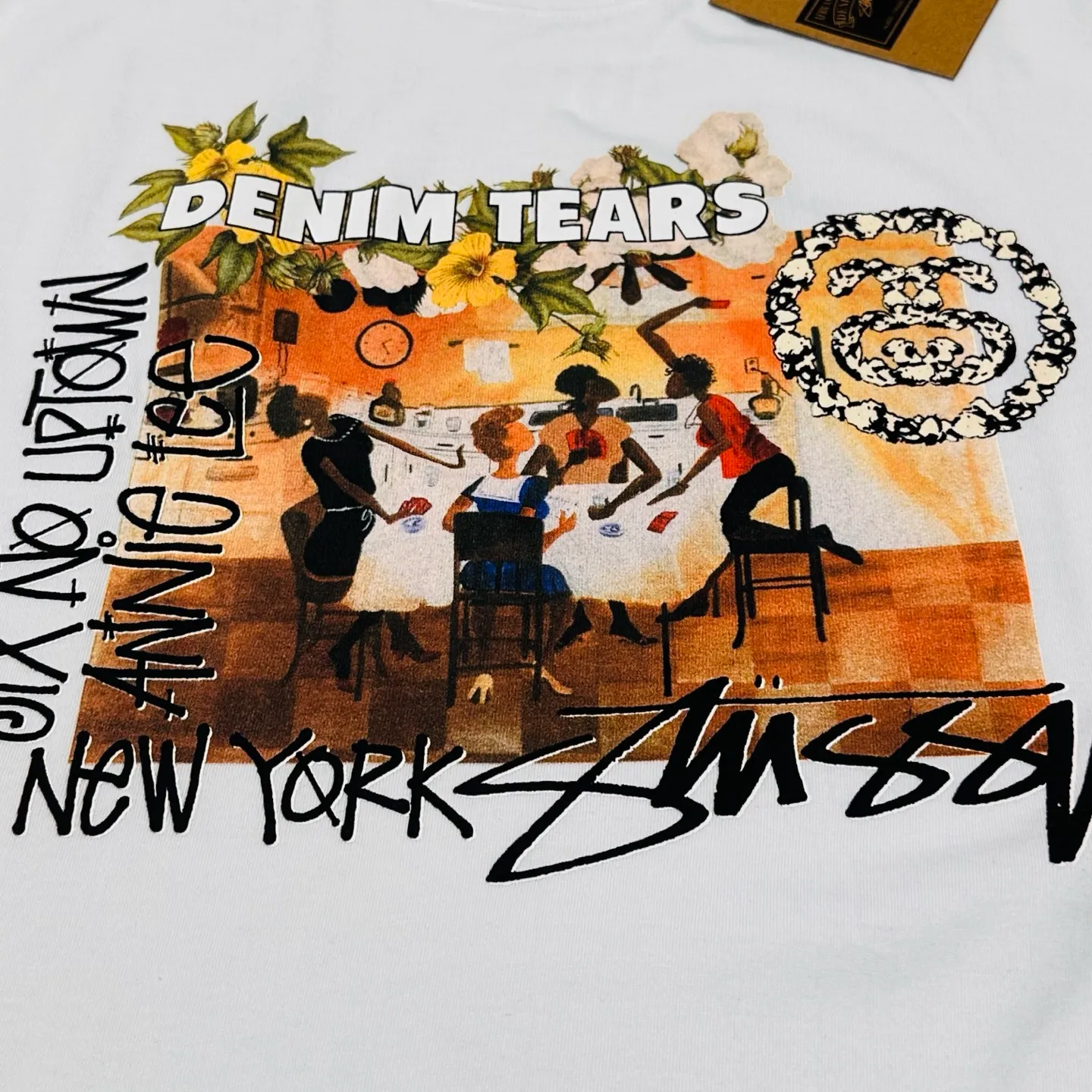Details DT short-sleeved STUSSY X DENIM joint model SS25 TEARS ANNIE LEE TEE white S- XL