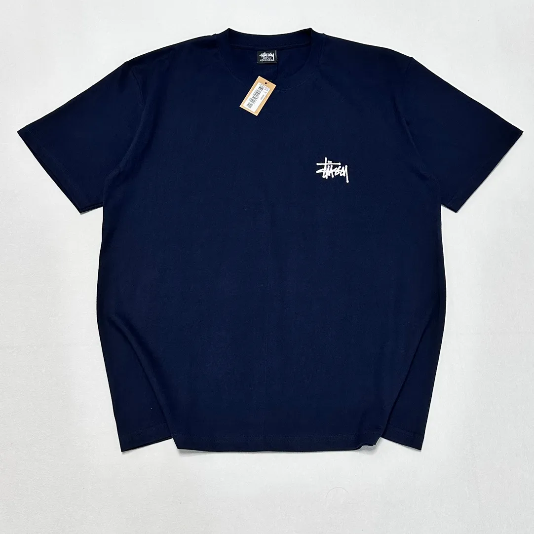 Spot goods! Stussy SS24 Basic StÜssy Tee classic letter Logo printed short-sleeved T-shirt couple style black and white dark blue S-XL