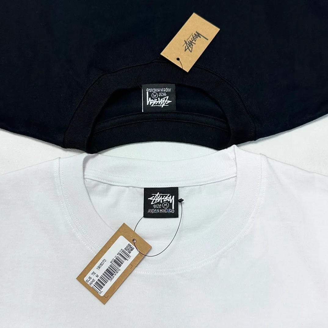 Stussy SS24 SPORT SCRIPT TEE logo letter print sports short-sleeved T-shirt, same style for men and women, black and white S- XL