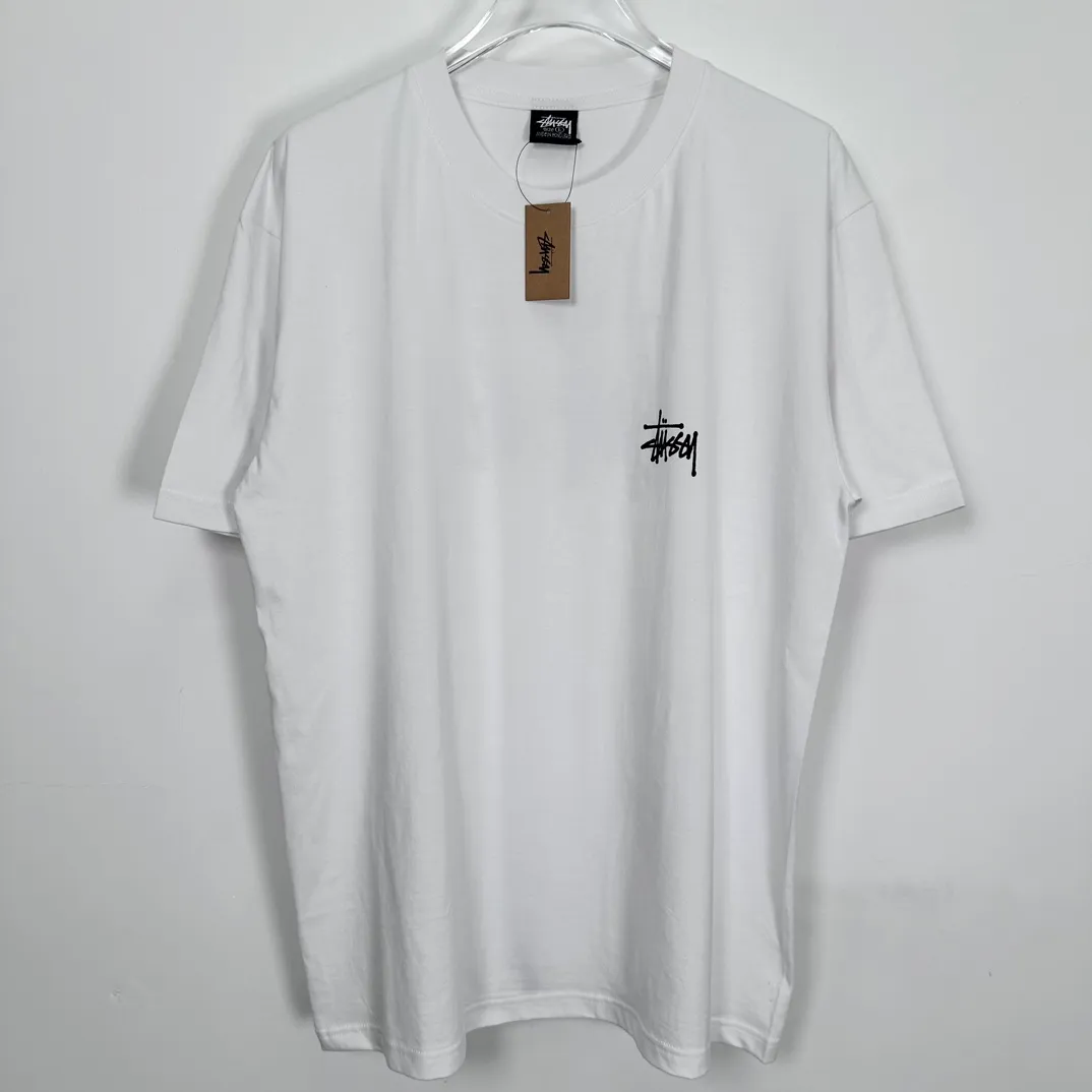 Spot goods! Stussy SS24 Basic StÜssy Tee classic letter Logo printed short-sleeved T-shirt couple style black and white dark blue S-XL