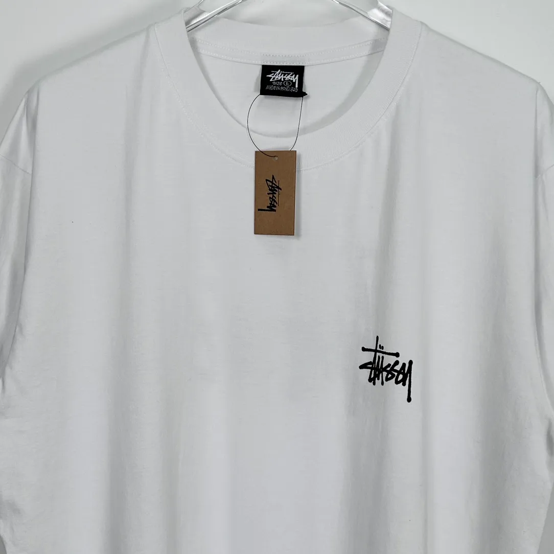 Spot goods! Stussy SS24 Basic StÜssy Tee classic letter Logo printed short-sleeved T-shirt couple style black and white dark blue S-XL