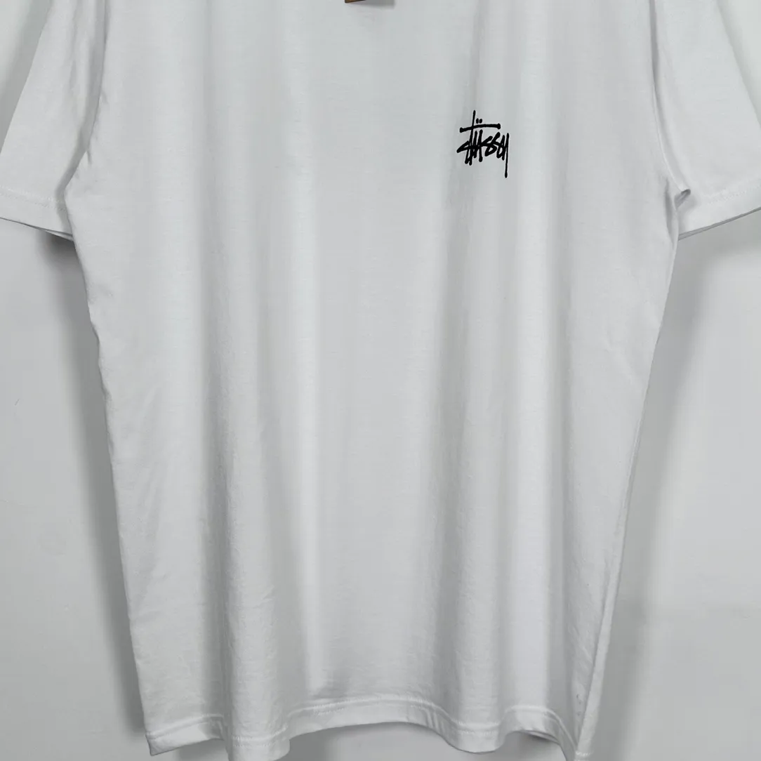 Spot goods! Stussy SS24 Basic StÜssy Tee classic letter Logo printed short-sleeved T-shirt couple style black and white dark blue S-XL