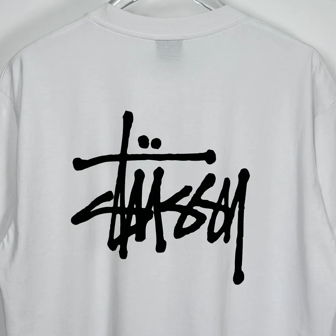 Spot goods! Stussy SS24 Basic StÜssy Tee classic letter Logo printed short-sleeved T-shirt couple style black and white dark blue S-XL