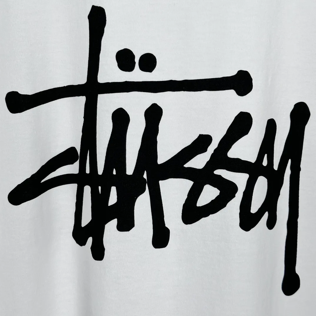Spot goods! Stussy SS24 Basic StÜssy Tee classic letter Logo printed short-sleeved T-shirt couple style black and white dark blue S-XL