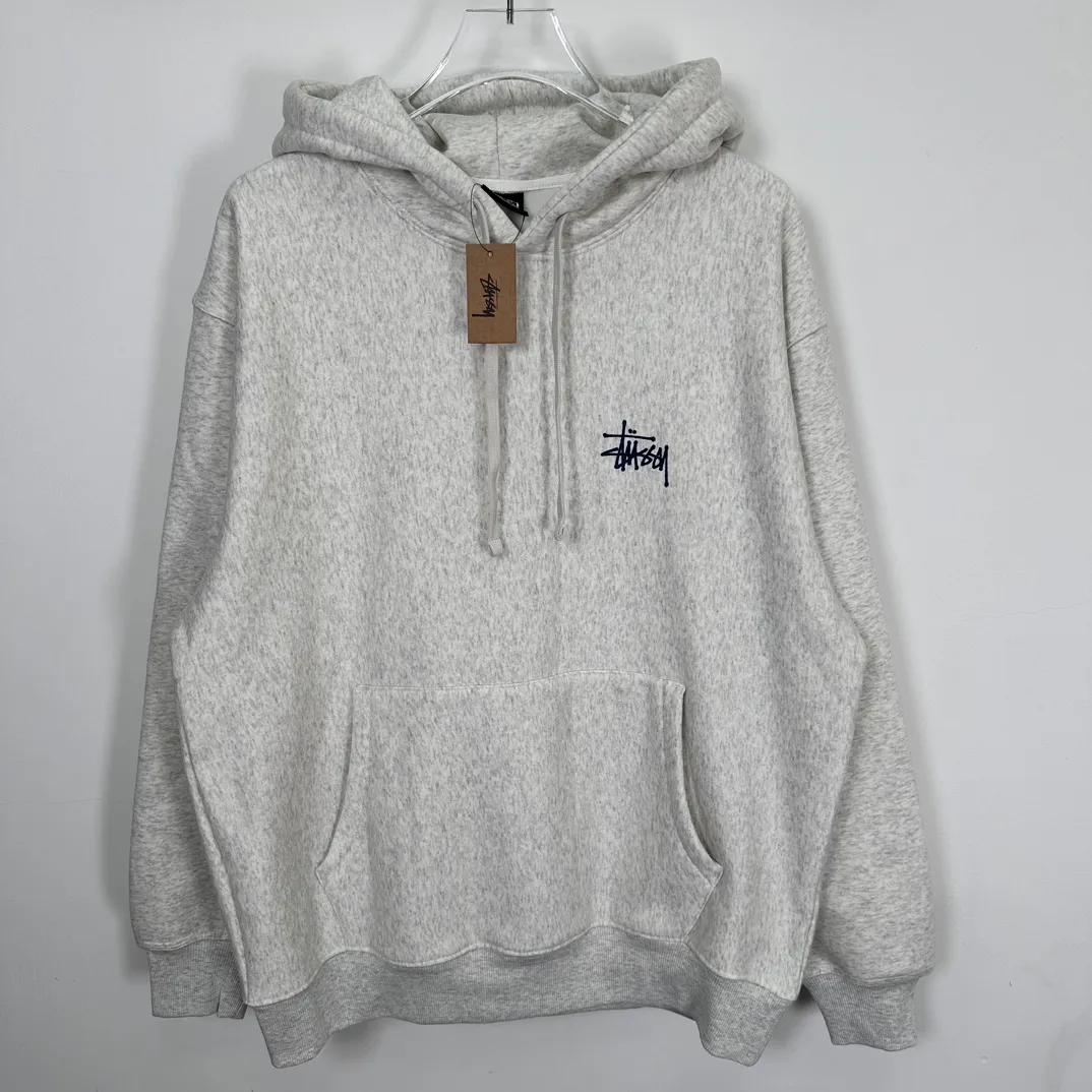 Graffiti word sweatshirt Stussy FW24 BUILT IN USA HOODIE English logo on the back plus velvet hooded sweatshirt/hoodie black gray dark blue S-XL