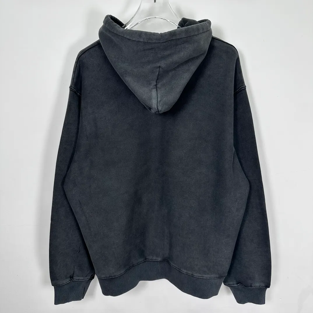 Washed zipper sweatshirt STUSSY FW24 FADED GRAPHIC ZIP UP HOODED Distressed washed and velvet zipper sweatshirt S-XL