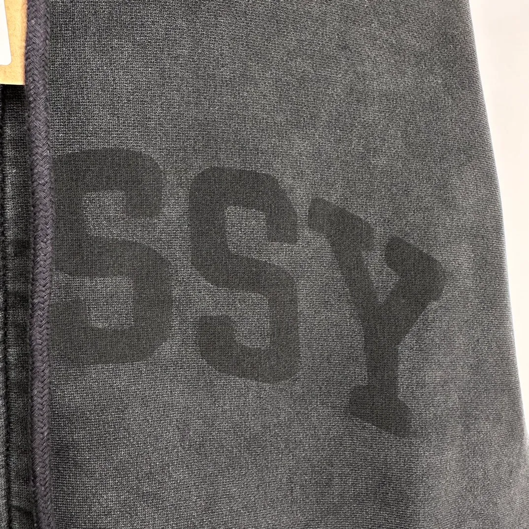 Washed zipper sweatshirt STUSSY FW24 FADED GRAPHIC ZIP UP HOODED Distressed washed and velvet zipper sweatshirt S-XL