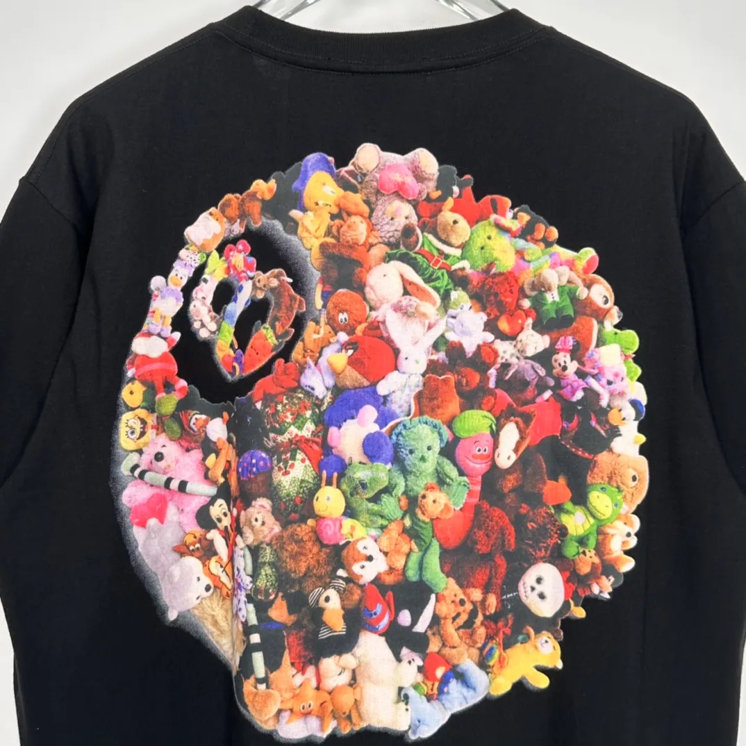 Stussy 23SS PLUSH TEE Doll logo No. 8 ball printed short-sleeved Tee black and white M L XL