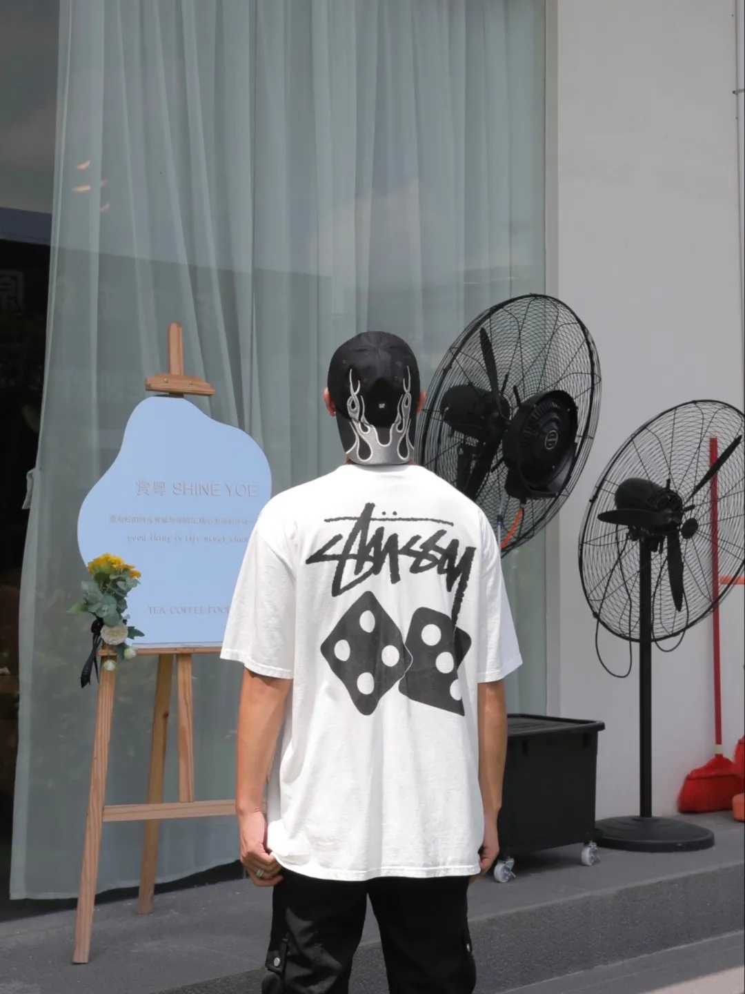 STUSSY SS25 DICE TEE PIGMENT DYED dice letter pattern printed short-sleeved T-shirt black off-white S-XL