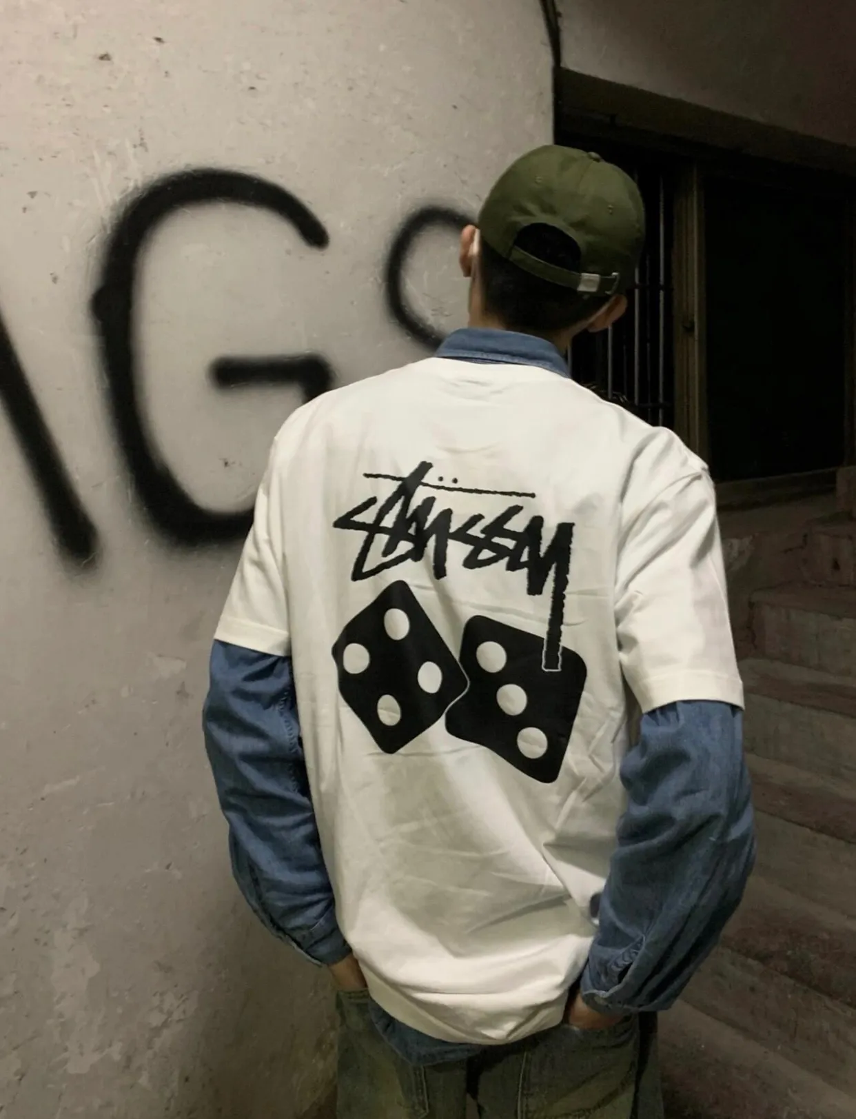 STUSSY SS25 DICE TEE PIGMENT DYED dice letter pattern printed short-sleeved T-shirt black off-white S-XL