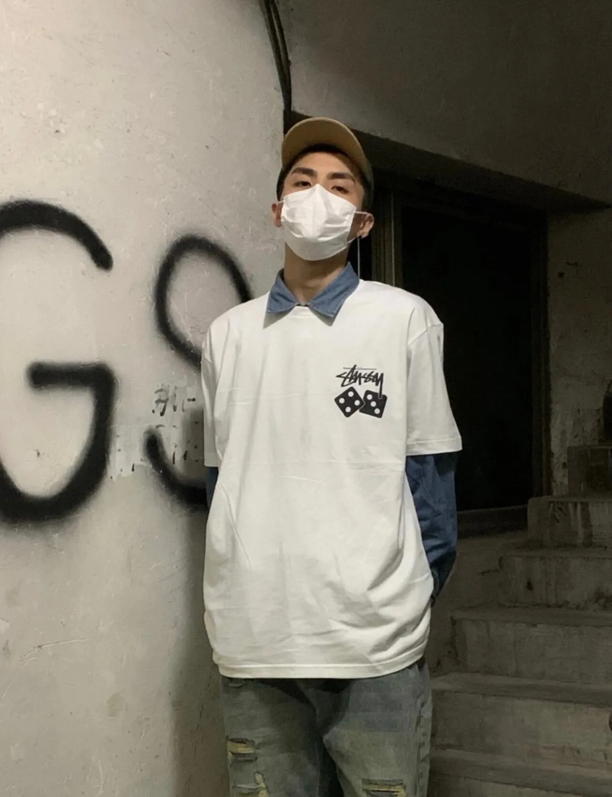 STUSSY SS25 DICE TEE PIGMENT DYED dice letter pattern printed short-sleeved T-shirt black off-white S-XL